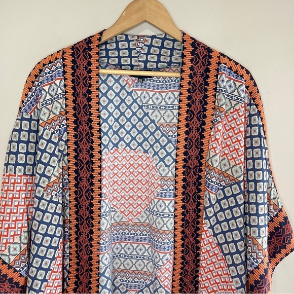 TOLANI Embroidered Modal Patchwork Print Kimono, One Size - Picture 2 of 11